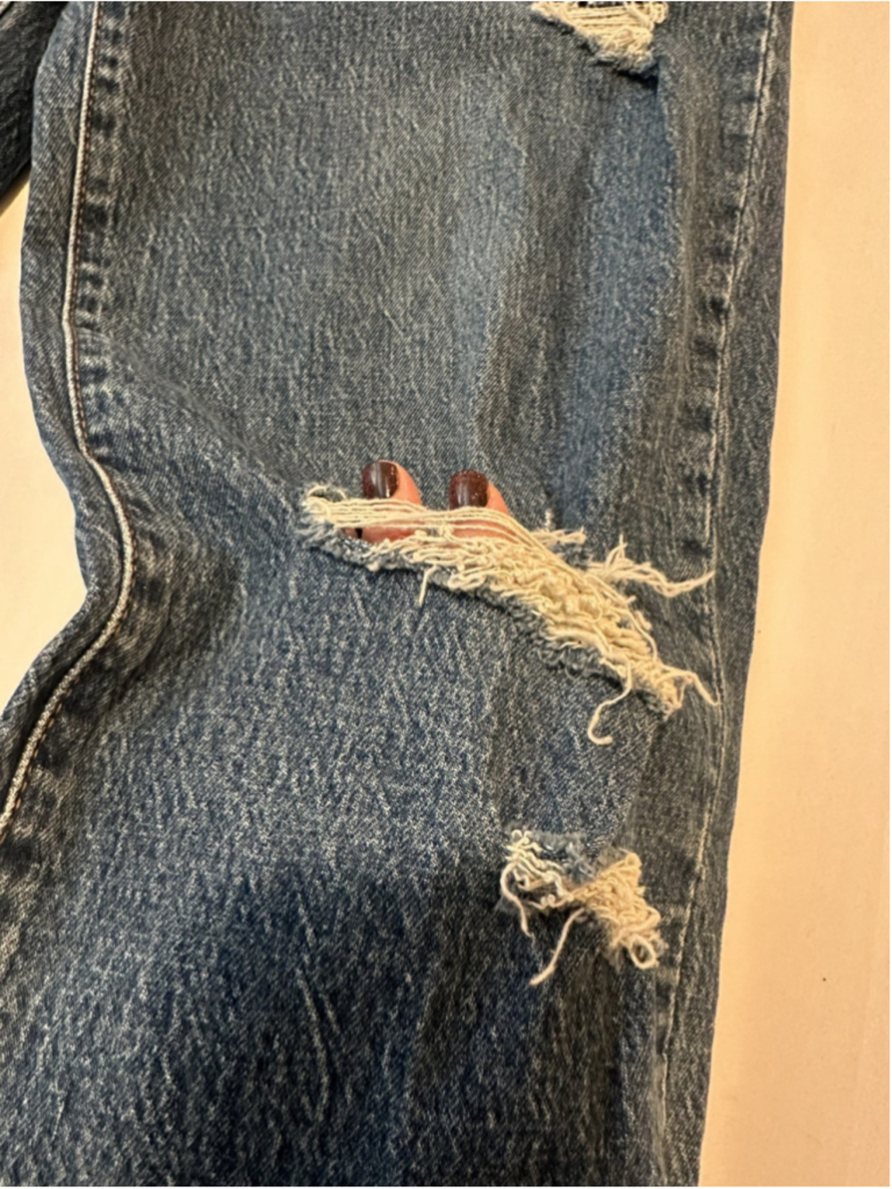 Universal Thread Straight Destructed Jeans Womens 6/28R Raw Hem Holes Distressed - Picture 11 of 16